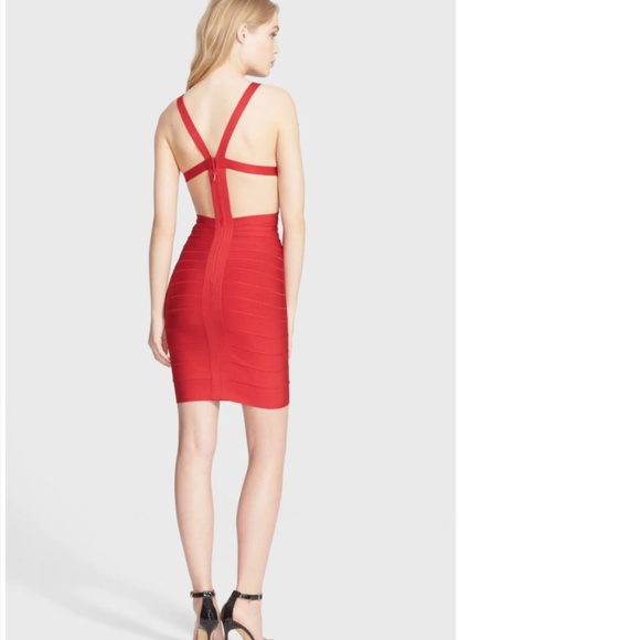 Herve Leger Red Mini Dress - Picture 2 of 8